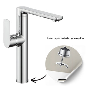 Miscelatore monocomando lavello cucina orientabile tunisi installazione rapida *** finitura- cromo lucido, confezione 1