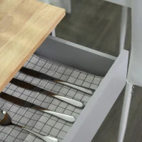 Isola da Cucina con Ruote, Cassetto, Armadietto e Portastoviglie, Grigio