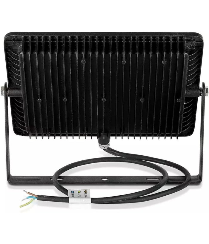 V-tac Faro Faretto Led Smd 10w 20w 30w 50w 100w Slim Da Esterno Ip65 Colore Nero  -bianco Caldo-100 Watt      