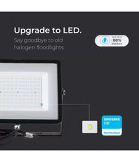 V-tac Faro Faretto Led Smd 10w 20w 30w 50w 100w Slim Da Esterno Ip65 Colore Nero  -bianco Freddo-20 Watt      