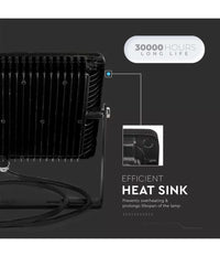 V-tac Faro Faretto Led Smd 10w 20w 30w 50w 100w Slim Da Esterno Ip65 Colore Nero  -bianco Freddo-30 Watt      