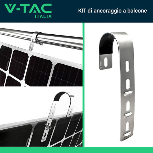 V-TAC KIT di Montaggio da Balcone per Pannello Solare Fotovoltaico Inclinazione Regolabile SKU 11587 - V-TAC