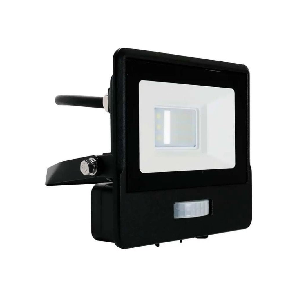 V-TAC PRO Faro LED Chip Samsung 10W con Sensore PIR Cavo 1m Colore Nero Luce Bianca Fredda 6500K IP65 - V-TAC