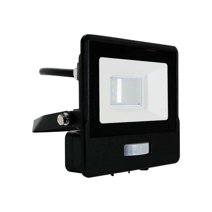 V-TAC PRO Faro LED Chip Samsung 10W con Sensore PIR Cavo 1m Colore Nero Luce Bianca Fredda 6500K IP65 - V-TAC