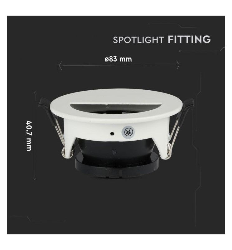 V-TAC VT-884 PORTAFARETTO ORIENTABILE ROTONDO SEMICERCHIO DA INCASSO PER LAMPADINE GU10 E GU5.3 COLORE BIANCO - SKU 8599 - V-TAC