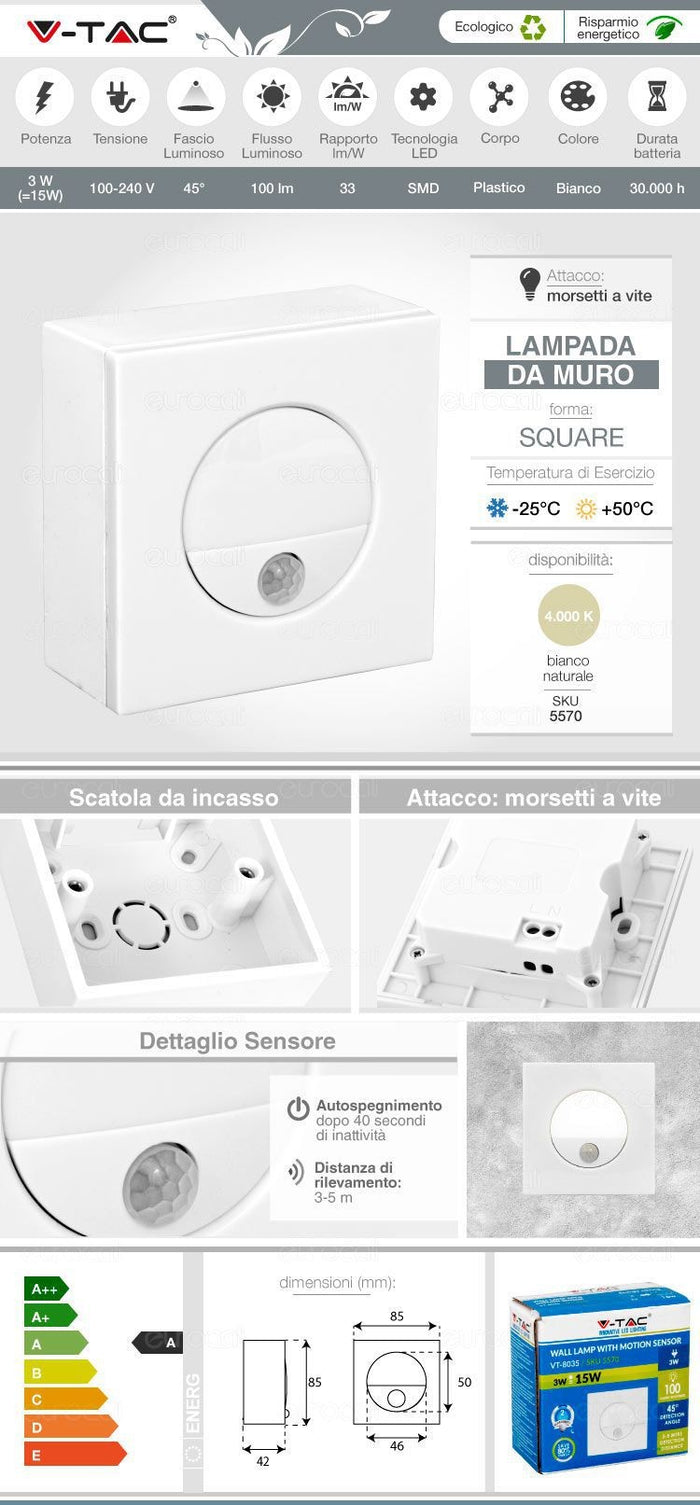 V-TAC VT-884 PORTAFARETTO ORIENTABILE ROTONDO SEMICERCHIO DA INCASSO PER LAMPADINE GU10 E GU5.3 COLORE BIANCO - SKU 8599 - V-TAC