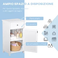 kleankin Mobiletto Armadietto 2 Cassetti, Mobile Bagno Design Anti-Ribaltamento da Bagno in MDF, 43x34x77 cm, Bianco