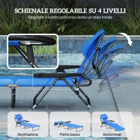 Sdraio da Giardino Pieghevole con Schienale Regolabile, Cuscino e Foro per Viso, Blu Scuro