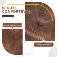 Panca Fondoletto e da Ingresso Imbottita con Rivestimento in PU, 114x38x42cm, Marrone