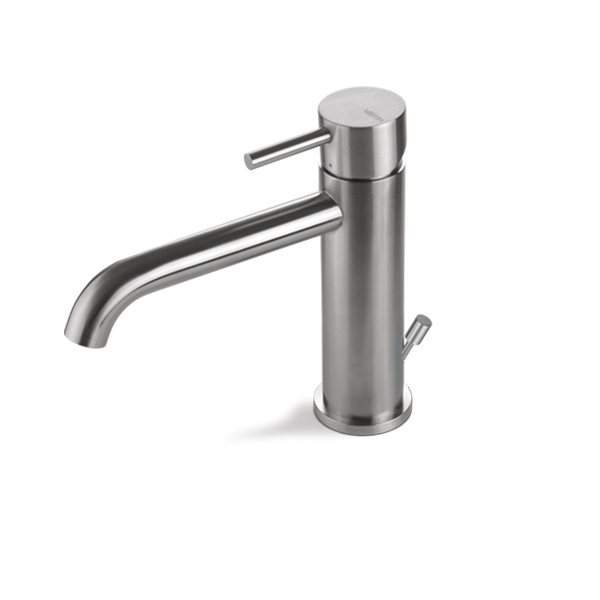 Miscelatore lavabo con scarico acciaio inox Vema TIBER STEEL V17010 Satinato