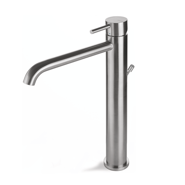 Miscelatore lavabo alto con scarico acciaio inox Vema TIBER STEEL V17020 Satinato