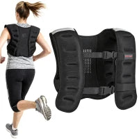 Gilet zavorrato da 5 kg in neoprene traspirante, con cinghie regolabili e bande riflettenti, 43 x 33 cm, Nero
