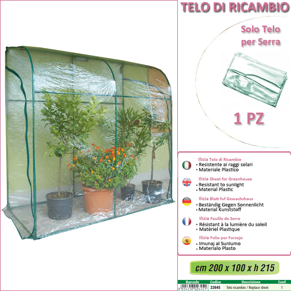 Telo ricambio per serra (200 x 100 x 215 cm)