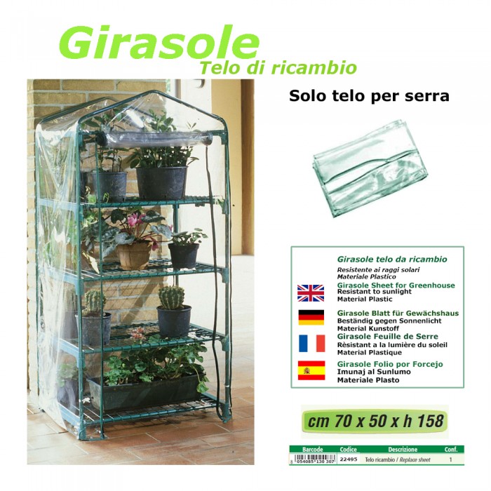 Telo ricambio per serra verdemax azalea 4 cm 70 x 50 x h 158