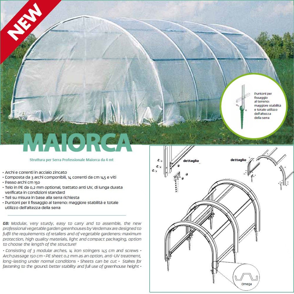 Struttura per serra professionale maiorca da 4 mt