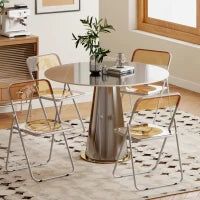 Set 4 Sedie Pieghevoli Salvaspazio per Soggiorno ed Eventi, Acciaio e Acrilico, Arancione