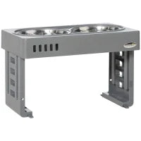 Set 2 Ciotole per Cani da 1.2L con Gambe Rimovibili, in ABS e Acciaio, 44x27.7x28 cm, Grigio e Argento