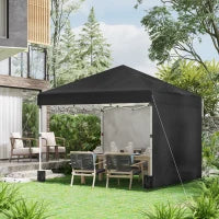 Gazebo da Giardino Pieghevole ad Altezza Regolabile con 2 Pareti e Borsa Inclusa, 297x297x288 cm, Nero
