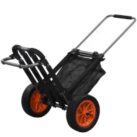 Carrello da Spiaggia Pieghevole con Tasca in Rete, Manico Telescopico e Cavalletto, 82x67x81 cm