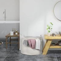 Cesto Portabiancheria da 88L Portatile e Pieghevole con Manici in Cotone Naturale, Ø56x35.5 cm, Crema