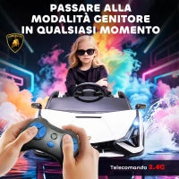 Macchina Elettrica per Bambini 3-5 Anni Lamborghini 12V con Telecomando e Velocità 3-5km/h, Bianco