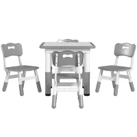 Set Tavolo e Sedie per Bambini 5pz con 4 Sedie Regolabili 32x36x52.5-56 cm e Tavolo 60x60x46-58 cm, Grigio