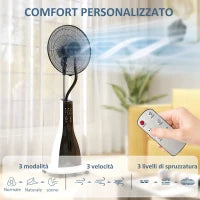 Ventilatore a Nebulizzazione da 3L a 3 Modalità e 3 Velocità, in Plastica e Metallo, 50x40x125 cm, Bianco e Nero
