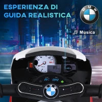 Moto Elettrica per Bambini Max. 20kg con Licenza BMW, Macchina Elettrica con 3 Ruote, Batteria Ricaricabile 6V, Bianco Rosso, 66x37x44cm