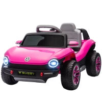Auto Elettrica per Bambini di +3 Anni, Volkswagen E-Buggy, 12V con Telecomando 2,4 G Ruote con Sospensione, Rosa