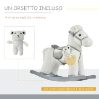 Cavallo a Dondolo con Suoni e Orsetto Incluso per Bimbi da 18-36 Mesi