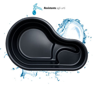 Laghetto da giardino fusine nero litri 150 dimensioni cm 113x74x h 45