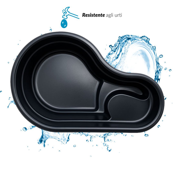 Laghetto da giardino fusine nero litri 150 dimensioni cm 113x74x h 45