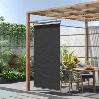 Store esterno verticale store manuale retrattile installazione senza foratura alluminio poliestere ad alta densità grigio scuro