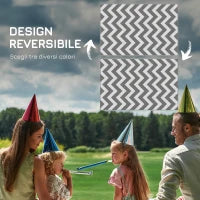 Tappeto da Esterno Reversibile con Fantasia Geometrica, 121x182 cm, Grigio e Bianco
