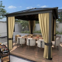 Gazebo da Giardino 3x3.6m in Alluminio con Zanzariera e Tetto in Policarbonato