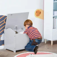 Cassapanca Portagiochi in Legno, Panca Contenitore per Cameretta Coperchio con Pistone Pneumatico, 60x40x48cm, Grigio