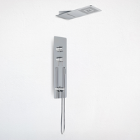 Wall kit a parete da incasso a muro acciaio inox + soffione doccia a parete acciaio inox punta quadrata con cascata