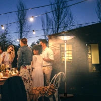 Fungo Riscaldante da Esterno con 3 Temperature e Altezza Regolabile in Acciaio e Alluminio, Argento