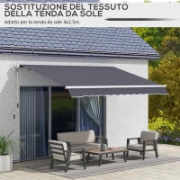 Telo di Ricambio per Tenda a Bracci Retrattile in Poliestere Anti UV da 3.6x2.5 m, Grigio