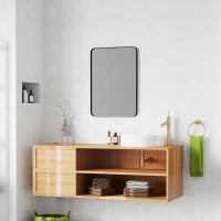 Specchio da parete specchio da bagno rettangolare con cornice in lega di alluminio nero per camera, soggiorno 50 x 70 cm