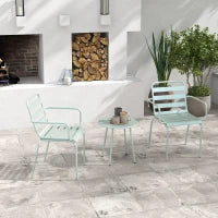 Set da Bistrò 3 Pezzi, per Balcone con 2 Sedie Impilabili, Design Moderno, 51 x 58 x 78 cm, Verde