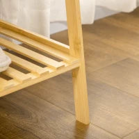 Appendiabiti in Bambù, Design Rialzato a 2 Livelli con Barra e 2 Ganci, 114x40x139 cm