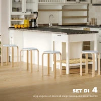Set 4 Sgabelli Rotondi Impilabili in Legno Grigio, Ø40x45 cm