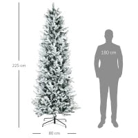 Albero di Natale Innevato 225cm con 988 Rami e Base in Acciaio per Interni con Apertura Automatica