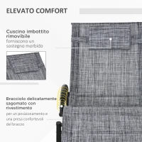 Sedia Sdraio a Dondolo Zero-Gravity da Esterno Impermeabile con Poggiatesta, 155x61x88 cm, Grigio