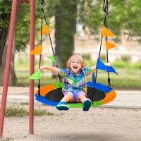 Altalena Rotonda a Nido per Bambini di +3 Anni per Giardino, Esterni, Interni, Cameretta, Multicolor Φ100x120-180Acm