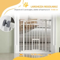 Cancellino per Cani taglia Piccola e Media con Chiusura Automatica, in Acciaio e PA, 74-80x76 cm, Bianco