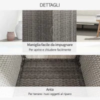 Armadio da Giardino in Rattan PE con 2 Vani, 60x63x120cm, Grigio