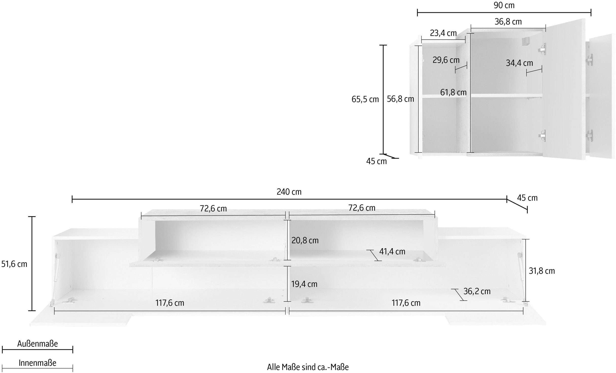 Parete attrezzata bianca design moderno porta TV pensile Stady WH