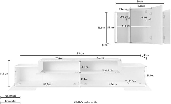 Parete attrezzata bianca design moderno porta TV pensile Stady WH